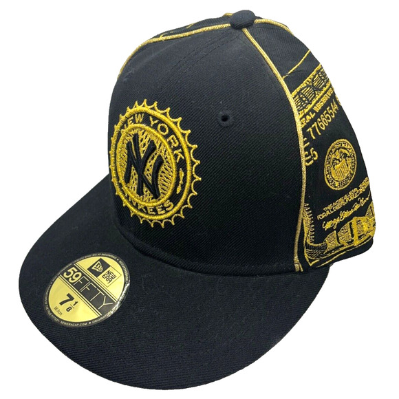 New York Yankees Wool 100 Dollar Bill New Era 59Fifty 7 1/8 Baseball Hat NWT - Picture 2 of 7